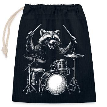 Schlagzeuger Waschbär Tier Trommel Musiker Perkussion - Verschließbarer Geschenkbeutel aus Baumwolle (25x30cm) - Navy - Vorne