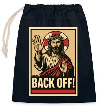 Jesus sagt Stopp und Abstand halten - Verschließbarer Geschenkbeutel aus Baumwolle (25x30cm) - Navy - Vorne