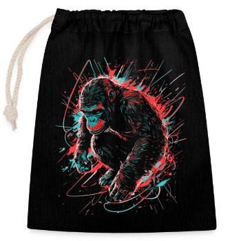Affe Gorilla Schimpanse Neon Farbenfroh Bunt - Verschließbarer Geschenkbeutel aus Baumwolle (25x30cm) - Schwarz - Vorne