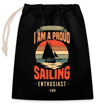 Sailing A Short Story I Am A Proud Boat Enthusiast - Verschließbarer Geschenkbeutel aus Baumwolle (25x30cm) - Schwarz - Vorne