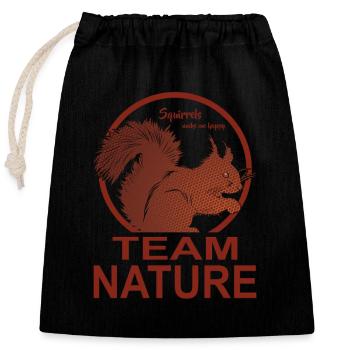 Team Nature, j’aime les écureuils - Sac cadeau en coton avec cordon (25 x 30 cm) - noir - Devant