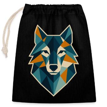 Geometric Wolf Head Polygon Style - Closable cotton gift bag (25x30cm) - black - Front