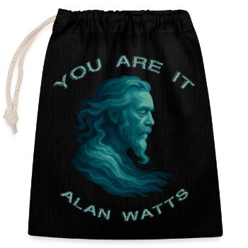 Vous êtes Alan Watts Art - Sac cadeau en coton avec cordon (25 x 30 cm) - noir - Devant