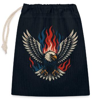 American - Flammender Adler - Verschließbarer Geschenkbeutel aus Baumwolle (25x30cm) - Navy - Vorne
