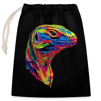 Monitor lizard, reptile, Komodo dragon, banded monitor lizard, lizard - Closable cotton gift bag (25x30cm) - black - Front