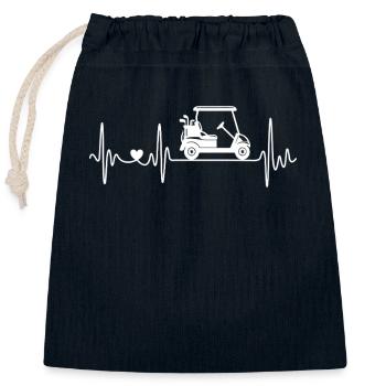 Golf Golfmobil Herzschlag EKG Golfer Männer Frauen - Verschließbarer Geschenkbeutel aus Baumwolle (25x30cm) - Navy - Vorne