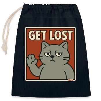 Genervte Katze mit Spruch Hau ab - Verschließbarer Geschenkbeutel aus Baumwolle (25x30cm) - Navy - Vorne