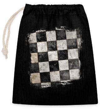 Grunge Schachbrettmuster Schwarz-Weiß Retro - Verschließbarer Geschenkbeutel aus Baumwolle (25x30cm) - Schwarz - Vorne