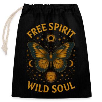 Free Spirit Wild SoulArt - Verschließbarer Geschenkbeutel aus Baumwolle (25x30cm) - Schwarz - Vorne