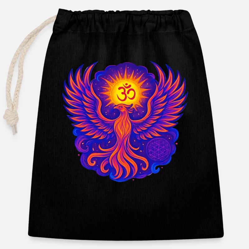 Goa Phönix - Psytrance und Goa Party - Verschließbarer Geschenkbeutel aus Baumwolle (25x30cm) - Schwarz
