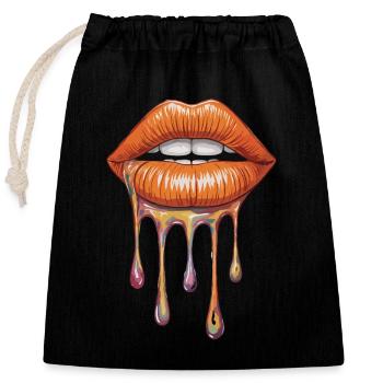 Lèvres dégoulinantes Artwork Design coloré - Sac cadeau en coton avec cordon (25 x 30 cm) - noir - Devant