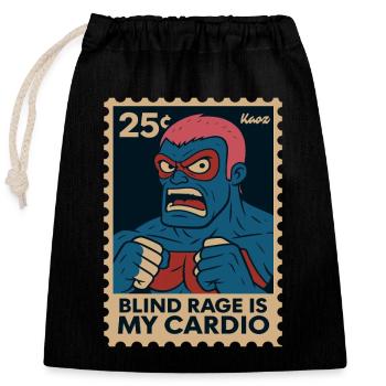 Comic Wrestler Spruch Blinde Wut ist mein Cardio - Verschließbarer Geschenkbeutel aus Baumwolle (25x30cm) - Schwarz - Vorne