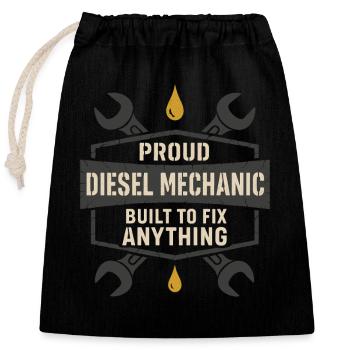 Diesel mechanics Proud mechanics - Closable cotton gift bag (25x30cm) - black - Front