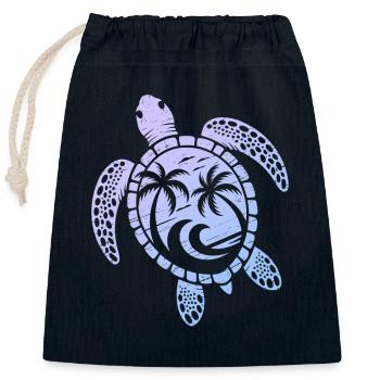 Schildkröten Motiv Wellen Festival Turtle Surfer - Verschließbarer Geschenkbeutel aus Baumwolle (25x30cm) - Navy - Vorne