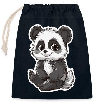 Cute Panda Bear - Closable cotton gift bag (25x30cm) - navy - Front