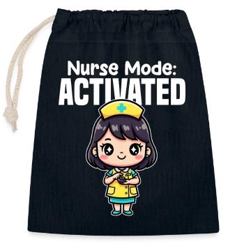 NURSE MODE ACTIVATED - NURSE GIFT - Closable cotton gift bag (25x30cm) - navy - Front