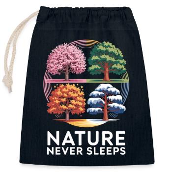 Nature Never Sleeps Shirt - Closable cotton gift bag (25x30cm) - navy - Front