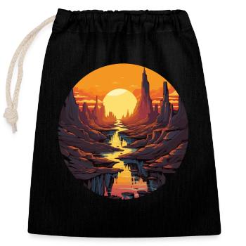 Sonnenuntergang Im Canyon Mit Fluss Und - Verschließbarer Geschenkbeutel aus Baumwolle (25x30cm) - Schwarz - Vorne