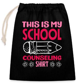 School Counselor This Is My Counseling - Closable cotton gift bag (25x30cm) - black - Front