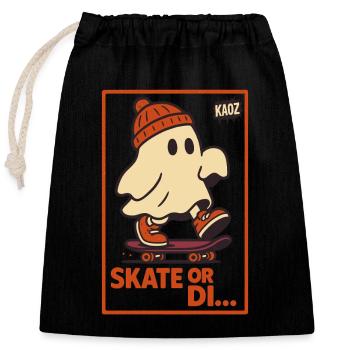Geist auf Skateboard Skate or Die Motiv - Verschließbarer Geschenkbeutel aus Baumwolle (25x30cm) - Schwarz - Vorne