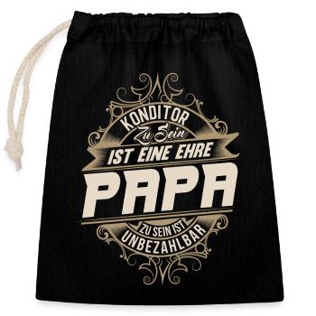 Konditor Papa - Verschließbarer Geschenkbeutel aus Baumwolle (25x30cm) - Schwarz - Vorne