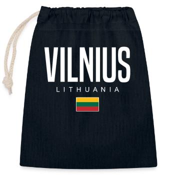 Vilnius, Lithuania - Closable cotton gift bag (25x30cm) - navy - Front