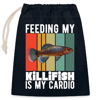 Killifish Oeuf Tooth Donut Aquarium - Sac cadeau en coton avec cordon (25 x 30 cm) - bleu marine - Devant