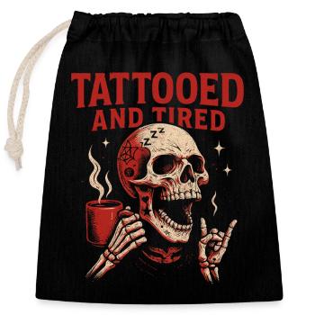 Tattooed And Tired Skull Art - Closable cotton gift bag (25x30cm) - black - Front