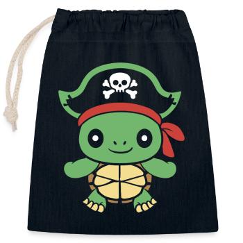 pirate - Sac cadeau en coton avec cordon (25 x 30 cm) - bleu marine - Devant