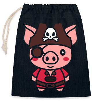 pirate - Sac cadeau en coton avec cordon (25 x 30 cm) - bleu marine - Devant