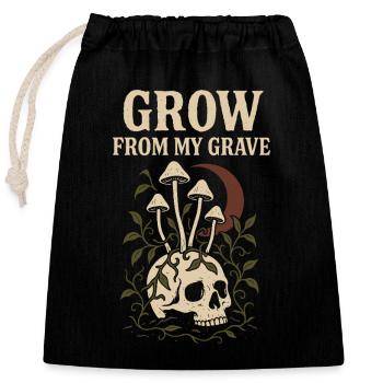 Mushroom Skull Gothic Botanical Dark Cottagecore - Closable cotton gift bag (25x30cm) - black - Front