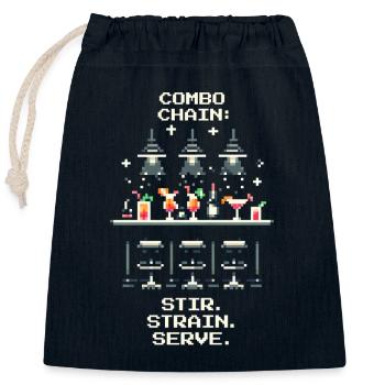 Mix-Combo | Stir → Strain → Serve - Verschließbarer Geschenkbeutel aus Baumwolle (25x30cm) - Navy - Vorne