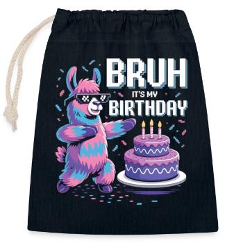 Llama Birthday Party - Closable cotton gift bag (25x30cm) - navy - Front