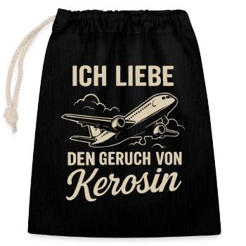 J’adore l’odeur du kérosène - Sac cadeau en coton avec cordon (25 x 30 cm) - noir - Devant