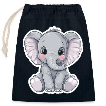 Elephant - Closable cotton gift bag (25x30cm) - navy - Front