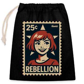 Fille rebelle avec étoile et taches de rousseur - Sac cadeau en coton avec cordon (25 x 30 cm) - noir - Devant