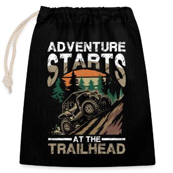 Abenteuer Beginnt Am Trailhead Offroad - Verschließbarer Geschenkbeutel aus Baumwolle (25x30cm) - Schwarz - Vorne