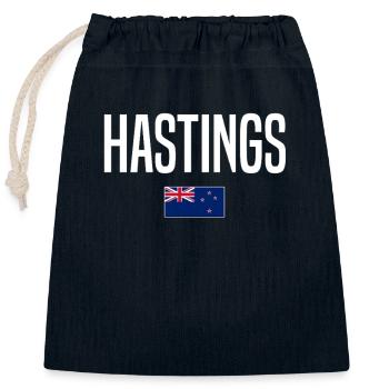 Hastings Neuseeland - Verschließbarer Geschenkbeutel aus Baumwolle (25x30cm) - Navy - Vorne