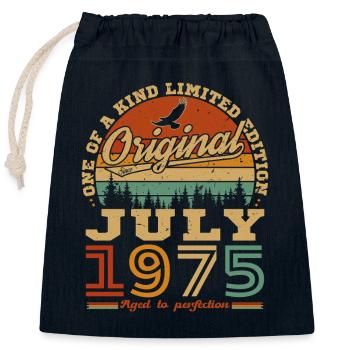 July 1975 Vintage Retro Anniversary Gift - Closable cotton gift bag (25x30cm) - navy - Front