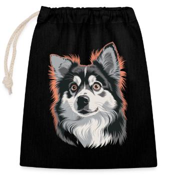 Atemberaubendes Husky-Porträt in Lebendigen Farben - Verschließbarer Geschenkbeutel aus Baumwolle (25x30cm) - Schwarz - Vorne