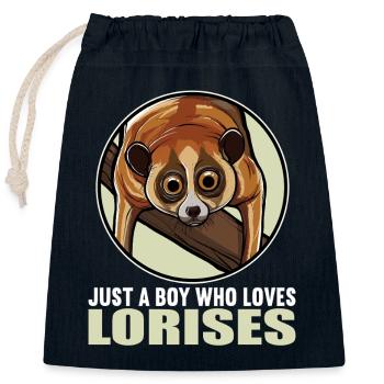 Lois lents Loris - Sac cadeau en coton avec cordon (25 x 30 cm) - bleu marine - Devant