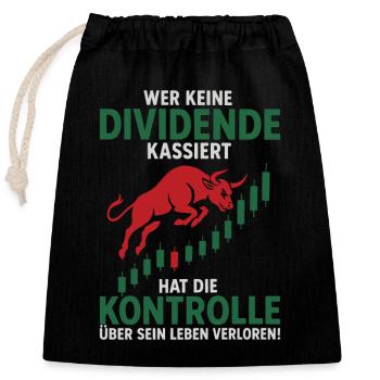 Shares Pension Dividend Stock Exchange - Closable cotton gift bag (25x30cm) - black - Front
