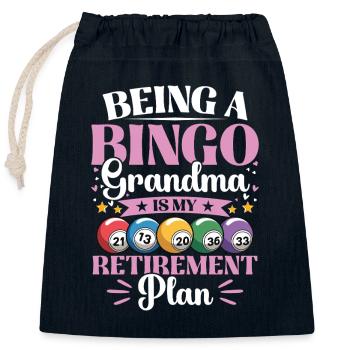 Bingo Granny Gambling Real Bingo Fans Retraite - Sac cadeau en coton avec cordon (25 x 30 cm) - bleu marine - Devant