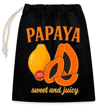 Reife und saftige Papaya – Tropischer Fruchtspaß - Verschließbarer Geschenkbeutel aus Baumwolle (25x30cm) - Schwarz - Vorne