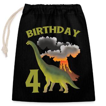 4 Year Old Birthday Boy Dino Volcano - Closable cotton gift bag (25x30cm) - black - Front