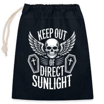 Tenir à l’abri de la lumière directe du soleil ! Vampire Goth Emo - Sac cadeau en coton avec cordon (25 x 30 cm) - bleu marine - Devant