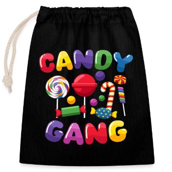 Candy Gang Süßigkeiten Bonbons - Verschließbarer Geschenkbeutel aus Baumwolle (25x30cm) - Schwarz - Vorne