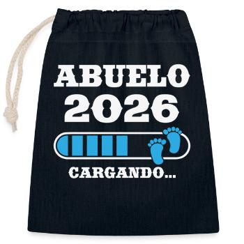 Opa 2026 Ladegeschenk für zukünftigen Opa - Verschließbarer Geschenkbeutel aus Baumwolle (25x30cm) - Navy - Vorne
