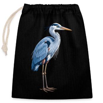 Héron bleu élégant - Sac cadeau en coton avec cordon (25 x 30 cm) - noir - Devant