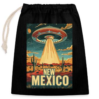 New Mexico UFO Wüste Illustration - Verschließbarer Geschenkbeutel aus Baumwolle (25x30cm) - Schwarz - Vorne